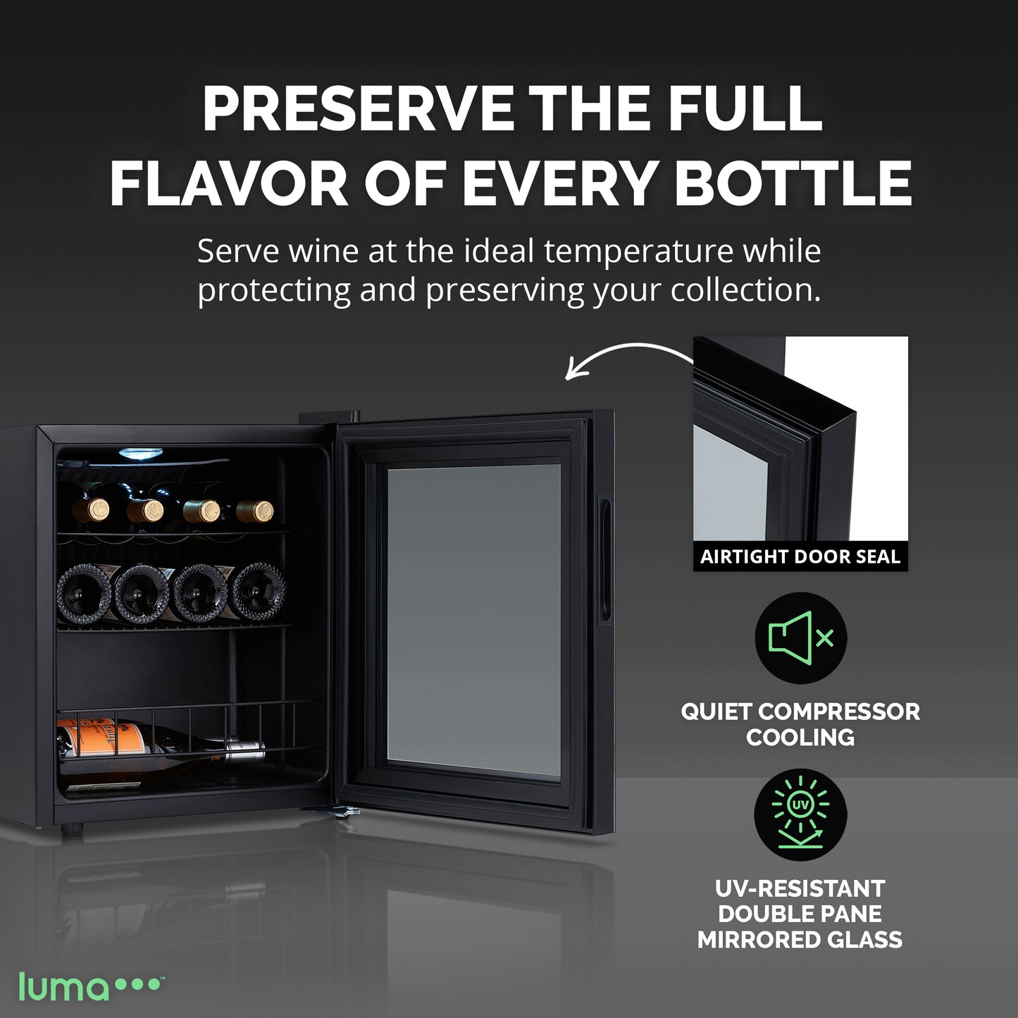 Luma® Shadowᵀᴹ Series Wine Cooler Refrigerator 16 Bottle
