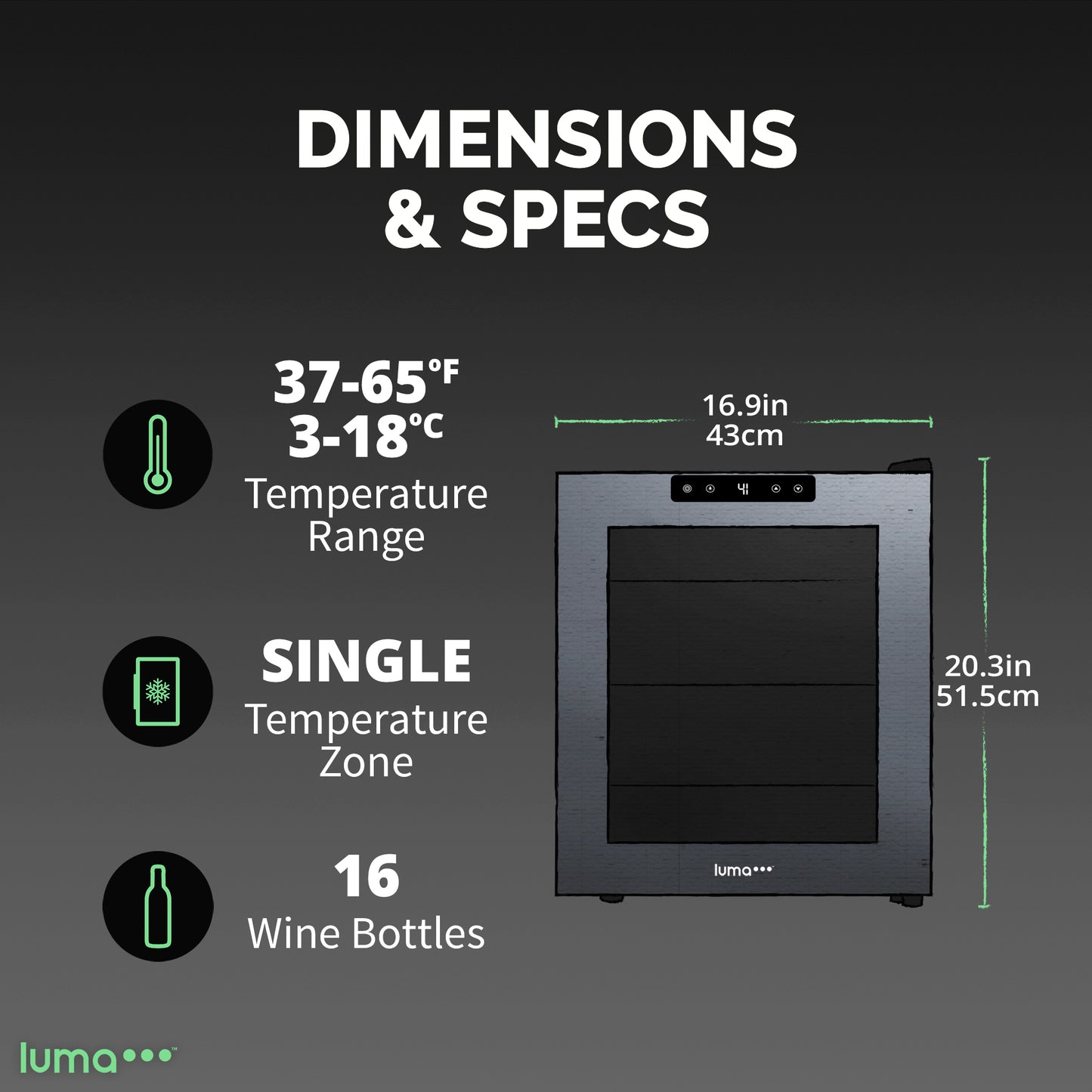 Luma® Shadowᵀᴹ Series Wine Cooler Refrigerator 24 Bottle