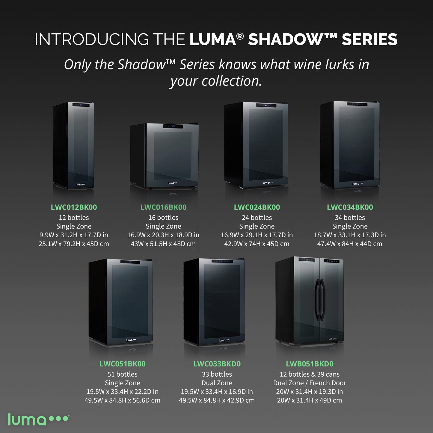 Luma® Shadowᵀᴹ Series Wine Cooler Refrigerator 16 Bottle